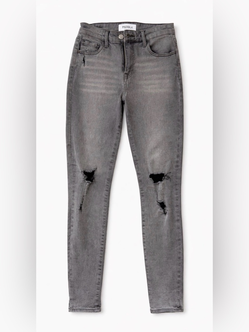 Pistola Grey Distressed Denim Jeans Washed Charcoal Size 29